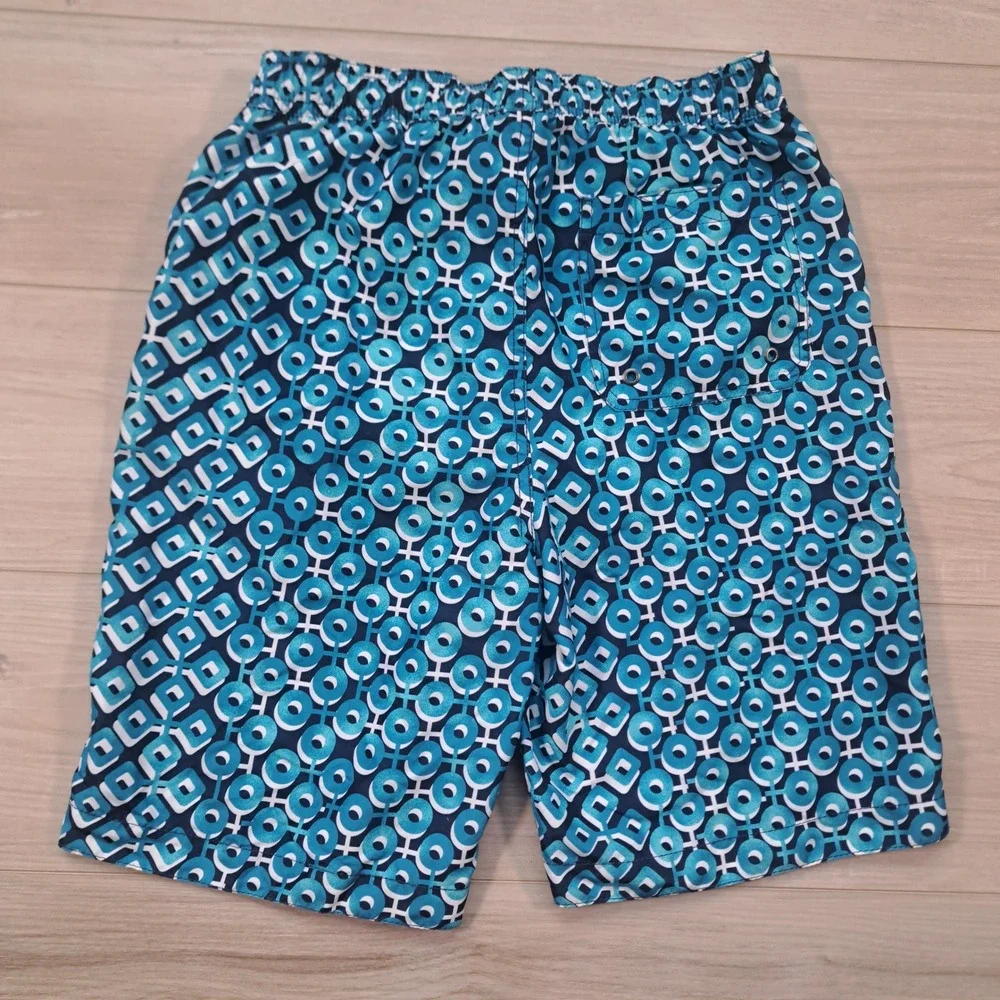 Merona Mens Y2K Blue Geometric Print Swim‎ Trunks Size Small 28-30 Board Shorts